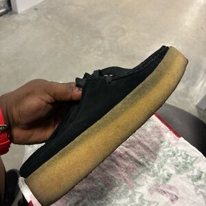 Clarks Black Loafers with Tan Sole